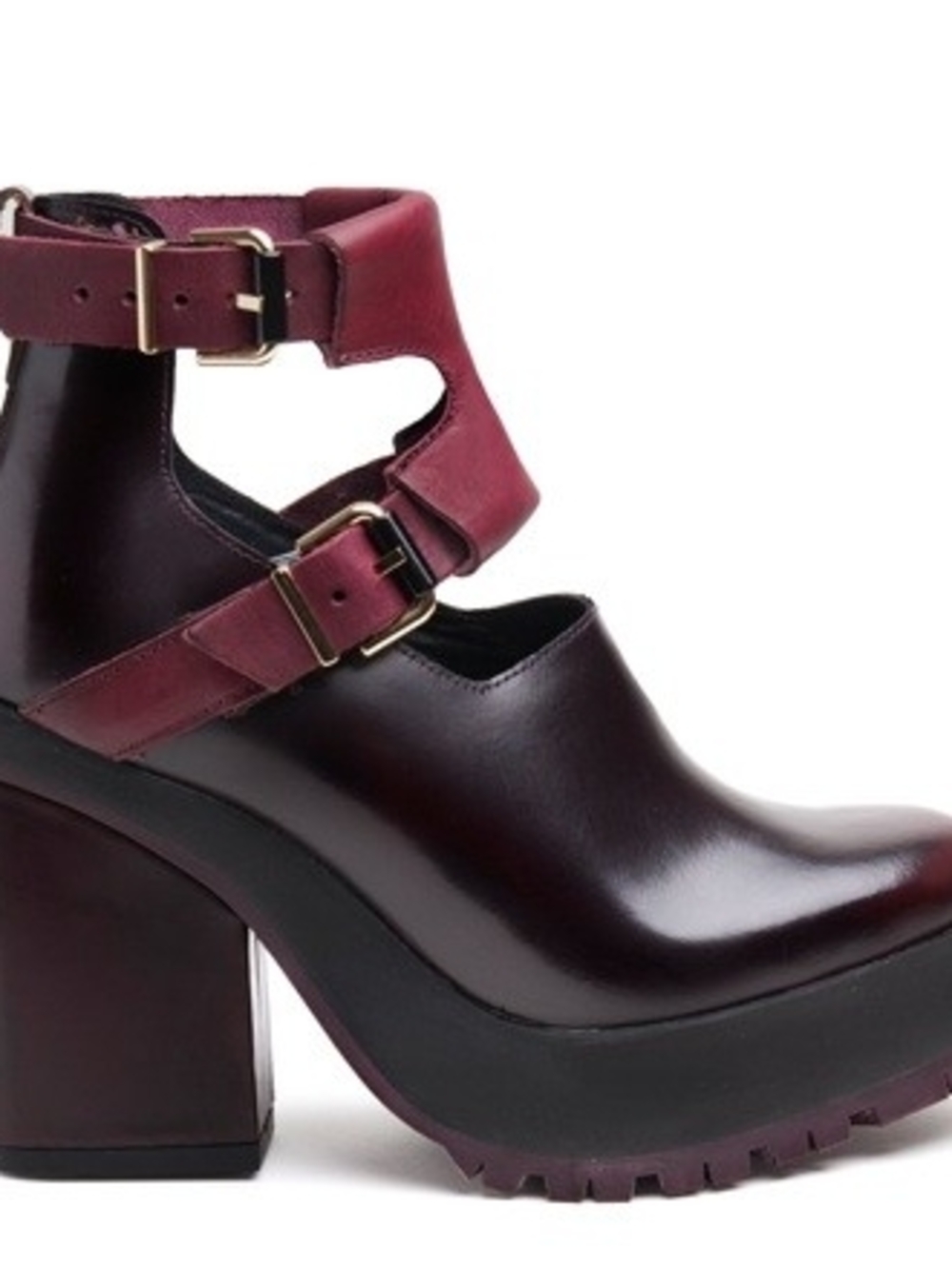 Miista Burgundy and Red Cutout Platform Heeled Boots - Picture 9 of 9